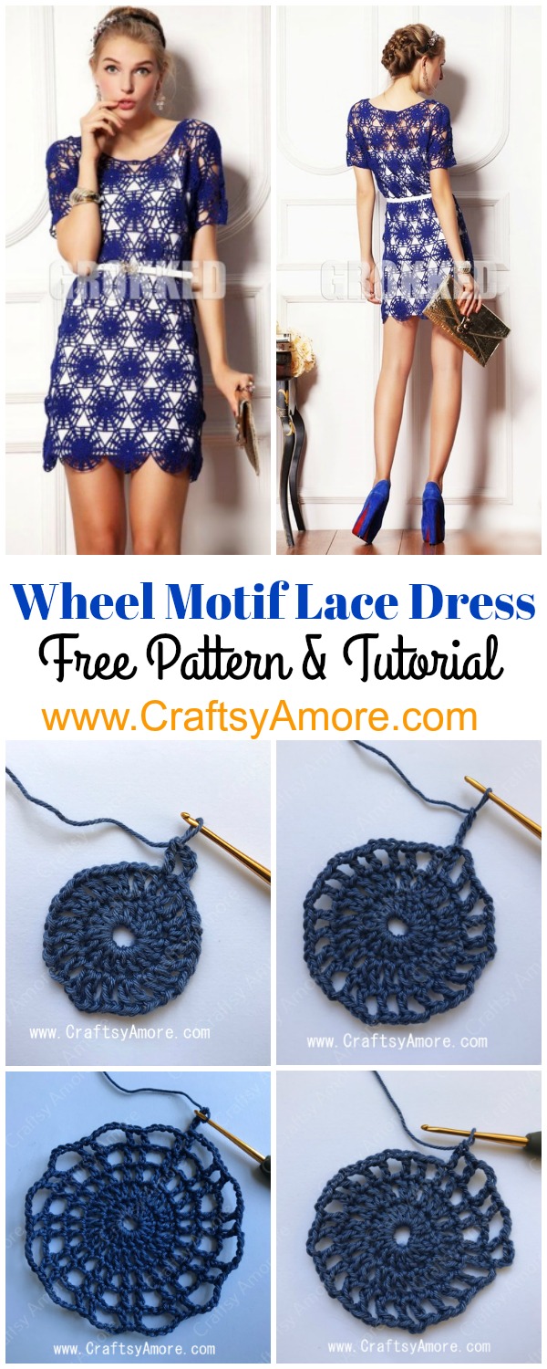Crochet Wheel Motif Lace Dress Free Pattern & Tutorial - Craftsy Amore